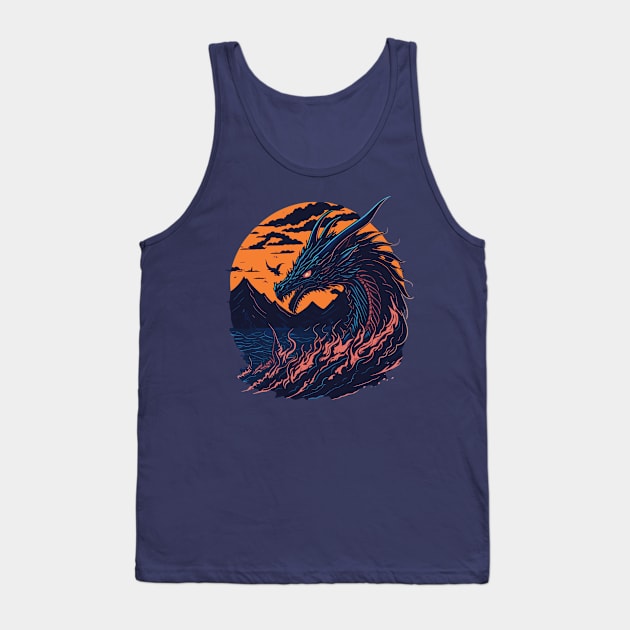 Tsunami Dragon Tank Top by DesignVerseAlchemy